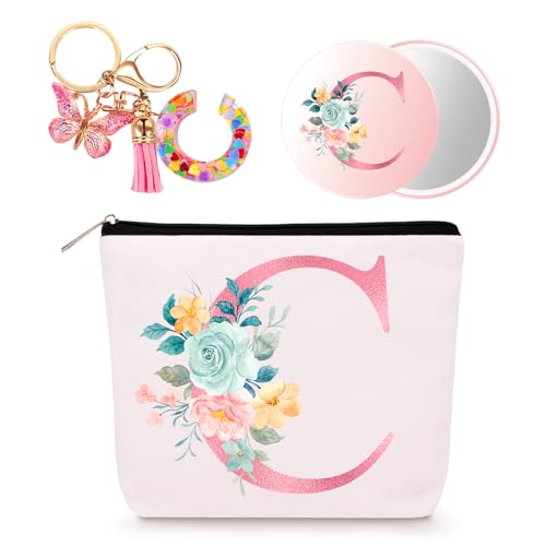 Bingtoo Personalisierte Geschenke Frauen, Kosmetiktasche mit Schlüsselanhänger und Spiegel, Make Up Tasche Kulturbeutel Makeup Bag, Geburtstagsgeschenke für Teenager Mädchen Mama Beste Freundin (C) von Bingtoo