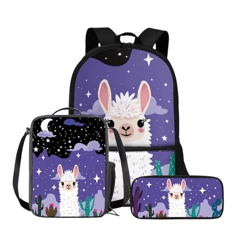 Binienty 3-teiliges Schultaschen-Set, Rucksack mit Lunchtasche und Federmäppchen für Kinder, Kleinkinder, Mädchen, Jungen, Lizard, Einheitsgröße, Kinderrucksack von Binienty