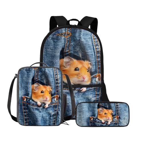 Binienty 3-teiliges Schultaschen-Set, Rucksack mit Lunchtasche und Federmäppchen für Kinder, Kleinkinder, Mädchen, Jungen, Schulbus, Einheitsgröße, Kinderrucksack von Binienty