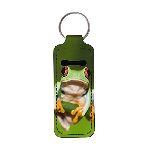 Binienty 3D Cartoon Frosch Chapstick Halter Schlüsselanhänger Lippenstift Ärmel Tasche Lippenbalsam Tragbare Tasche Lipgloss Tube Halter Clip-on Chapsticks von Binienty