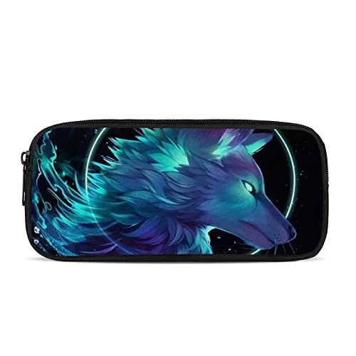 Binienty Animal Wolf Art with Floral Print Pencil Bag for Kid Boys,Lightweight & Spacious Pencil Bag Pouch Box Organizer von Binienty