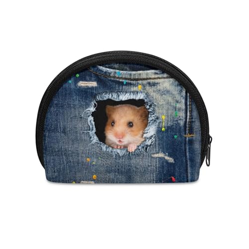 Binienty Bedruckte Mini-Münzgeldbörse für Damen, Münzbeutel mit Reißverschluss, Taschen Hamster, Münztasche von Binienty