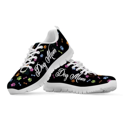 Binienty Damen Schnür-Sneaker mit Memory-Schaum Komfort Turnschuhe Outdoor Schuhe, Dog Mom, 38 EU von Binienty