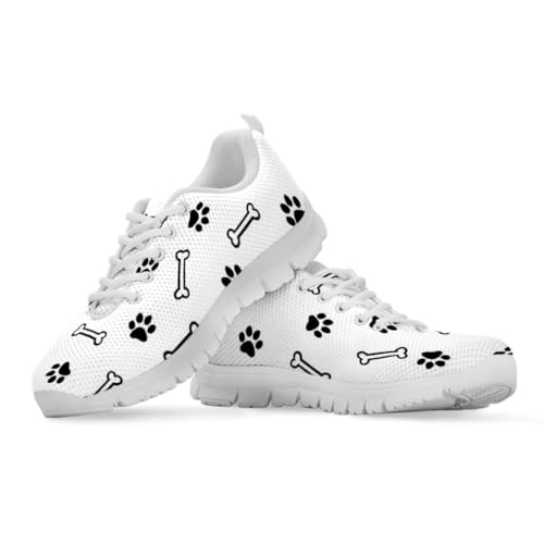 Binienty Damen Schnür-Sneaker mit Memory-Schaum Komfort Turnschuhe Outdoor Schuhe, Knochenpfotenabdruck, 41 EU von Binienty