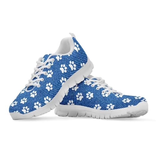 Binienty Damen Schnür-Sneaker mit Memory-Schaum Komfort Turnschuhe Outdoor Schuhe, Pfotenabdruck, 41 EU von Binienty