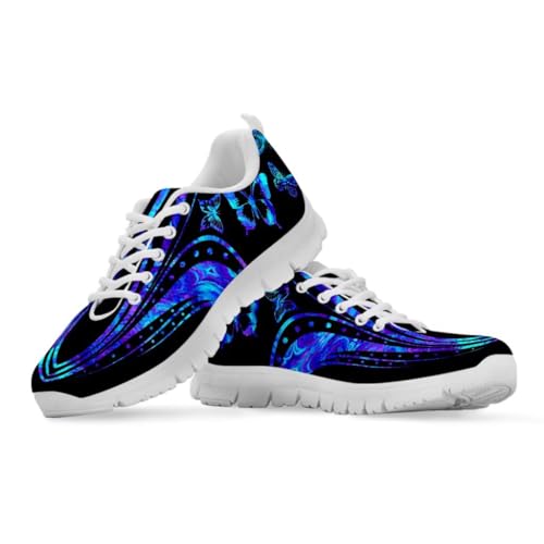 Binienty Damen-Wanderschuhe mit breitem Zehenbereich, lässiger Schnürschuh, Straßenlaufschuh, Blauer schillernder Schmetterling, 40 EU Binienty Damen-Wanderschuhe mit breitem Zehenbereich, lässiger Schnürschuh, Straßenlaufschuh, Blauer schillernder Schmetterling, 40 EU von Binienty