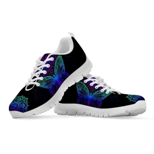 Binienty Damen-Wanderschuhe mit breitem Zehenbereich, lässiger Schnürschuh, Straßenlaufschuh, Blaues Schmetterlingsmandala, 39 EU Binienty Damen-Wanderschuhe mit breitem Zehenbereich, lässiger Schnürschuh, Straßenlaufschuh, Blaues Schmetterlingsmandala, 39 EU von Binienty