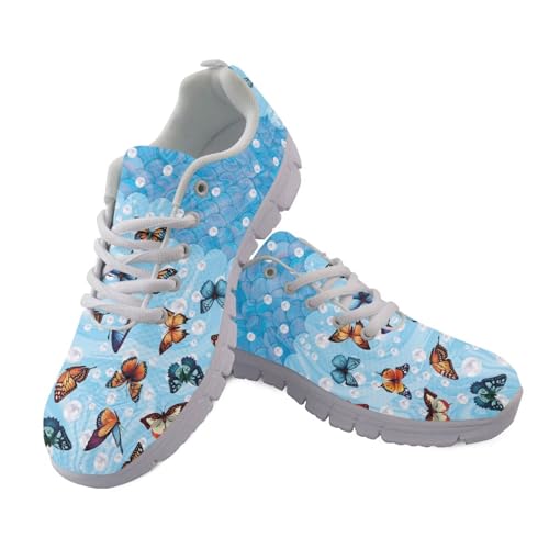 Binienty Damen-Wanderschuhe mit breitem Zehenbereich, lässiger Schnürschuh, Straßenlaufschuh, Schmetterlings-Schuppe, 39 EU von Binienty