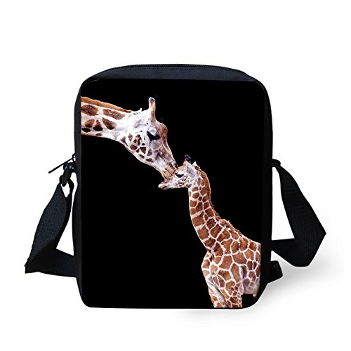 Binienty Kinder Messenger Bag Small Crossbody Schultertaschen für Reisen Schule Wandern, Giraffe schwarz, Einheitsgröße von Binienty