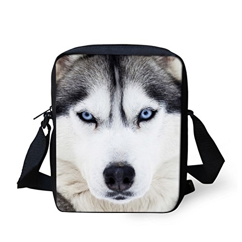 Binienty Kinder Kuriertasche, kleine Umhängetasche, Schultertaschen für Reisen, Schule, Wandern, Husky, Einheitsgröße von Binienty