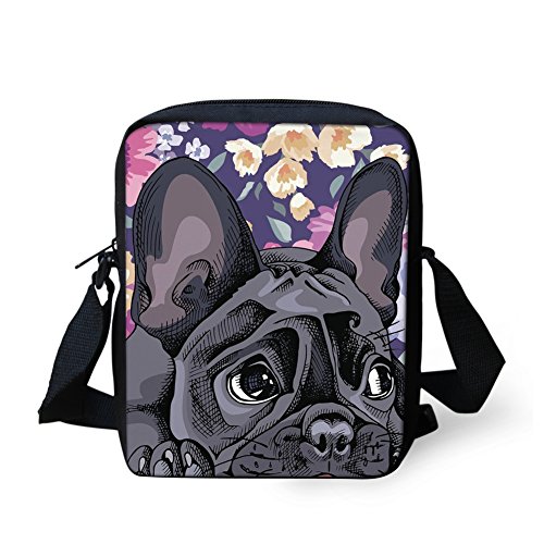 Binienty Kinder Kuriertasche, kleine Umhängetasche, Schultertaschen für Reisen, Schule, Wandern, Schwarzer Boston Terrier, Einheitsgröße von Binienty