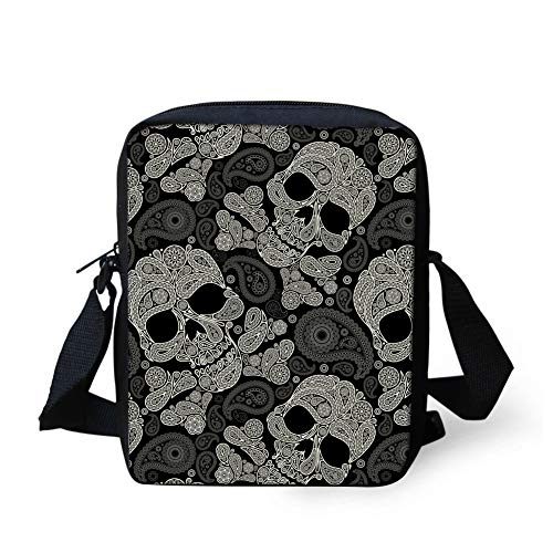 Binienty Kinder Messenger Bag Small Crossbody Schultertaschen für Reisen Schule Wandern, Sugar Skull, Einheitsgröße von Binienty