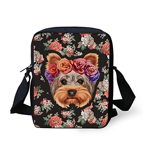 Binienty Kinder Messenger Bag Small Crossbody Schultertaschen für Reisen Schule Wandern, Yorkshire Puppy, Einheitsgröße von Binienty