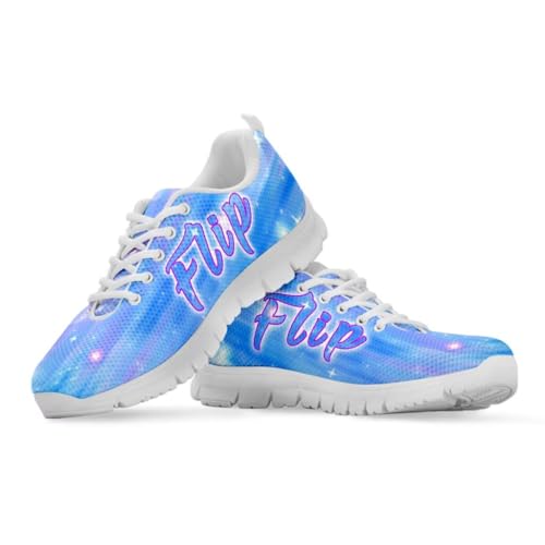 Binienty Klassische Schnürschuhe für Damen, Joggen, Walking, Laufen, rutschfeste EVA-Sohle, flache Sneaker, Blau schillernd, 38 EU von Binienty
