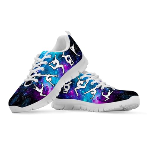 Binienty Klassische Schnürschuhe für Damen, Joggen, Walking, Laufen, rutschfeste EVA-Sohle, flache Sneaker, Galaxy Gymnastics, 41 EU von Binienty