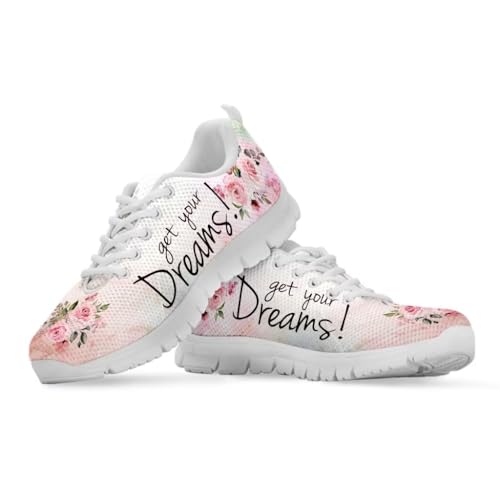Binienty Klassische Schnürschuhe für Damen, Joggen, Walking, Laufen, rutschfeste EVA-Sohle, flache Sneaker, Holen Sie sich Ihre Träume, 38 EU von Binienty