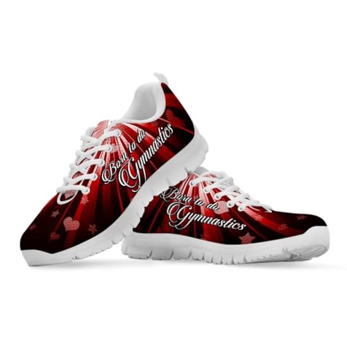 Binienty Klassische Schnürschuhe für Damen, Joggen, Walking, Laufen, rutschfeste EVA-Sohle, flache Sneaker, Red Dazzling Love, 41 EU von Binienty