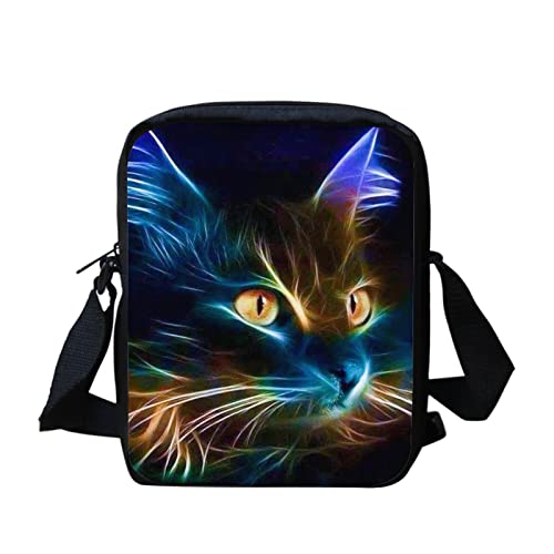 Binienty Kleine Umhängetasche für Damen und Mädchen, leichte Kuriertaschen mit verstellbarem Schultergurt, Galaxy Cat, Einheitsgröße von Binienty