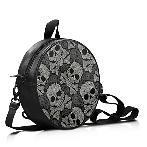 Binienty Kleine Umhängetaschen für Damen, Handy, Geldbörse, Kuriertasche, Schultertasche, Handtasche, Paisley Totenkopf von Binienty