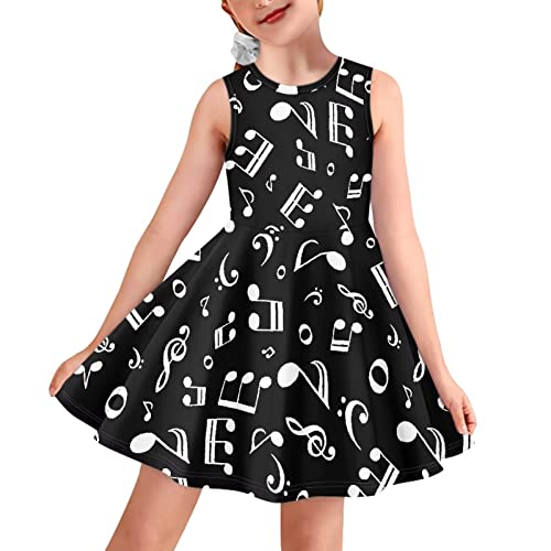 Binienty Mädchen Sommer Tank Kleid Grafik Print Ärmellos Midi Kleid für Kinder Kleinkind Größe 3-16 Jahre alt, Musiknote, 11-12 Jahre von Binienty