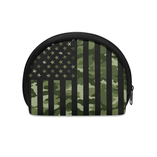 Binienty Mini-Geldbörse für Damen, unisex, modisch, Persönlichkeit, kleine Münzgeldbörse, Camouflage Amerikanische Flagge, Münztasche von Binienty