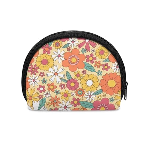 Binienty Mini-Geldbörse für Damen, unisex, modisch, Persönlichkeit, kleine Münzgeldbörse, Groovy Flower, Münztasche von Binienty