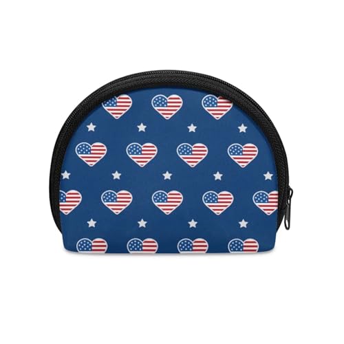 Binienty Mini-Geldbörse für Damen, unisex, modisch, Persönlichkeit, kleine Münzgeldbörse, Herz mit amerikanischer Flagge, Münztasche von Binienty