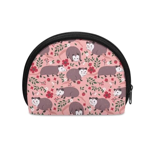 Binienty Mini-Geldbörse mit Reißverschluss, Münzgeldbörse und Tasche, Geldbeutel, langlebig, geeignet für Damen, Cartoon-Opossums, Münztasche von Binienty