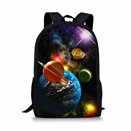 Binienty Personalisierter Kinder-Rucksack für Jungen und Mädchen, Schulrucksack Gr. Einheitsgröße, Galaxy Planeten von Binienty