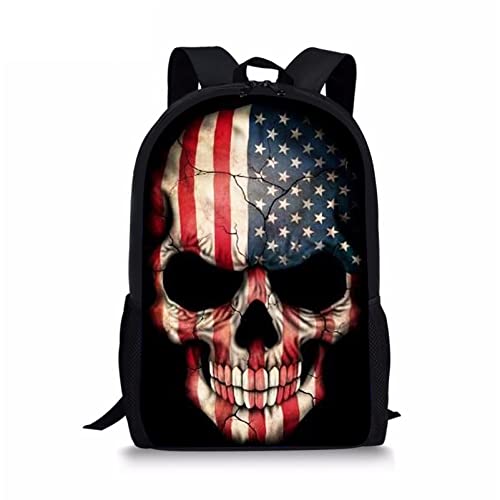 Binienty Schulrucksack für Kinder, Jungen, Mädchen, Teenager, leicht, Büchertasche, Laptop-Rucksack, lässiger Tagesrucksack, Amrican-Flagge, Einheitsgröße von Binienty