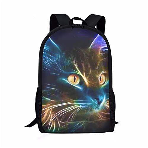 Binienty Schulrucksack für Kinder, Jungen, Mädchen, Teenager, leichte Büchertasche, Laptop-Rucksack, lässiger Tagesrucksack, Luftschlangen Katze, Einheitsgröße von Binienty