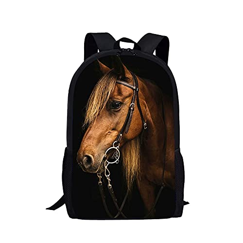 Binienty Schulrucksack für Kinder, Jungen, Mädchen, Teenager, leicht, für Bücher, Laptop, lässiger Tagesrucksack, Braunes Pferd, Einheitsgröße von Binienty