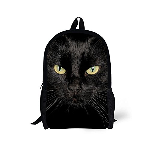 Binienty Schulrucksack für Kinder, Jungen, Mädchen, Teenager, leicht, für Bücher, Laptop, lässiger Tagesrucksack, schwarze katze, Einheitsgröße von Binienty