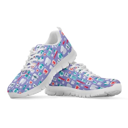 Binienty Sportliche Damen-Wanderschuhe, rutschfest, Memory-Schaum, Schnürung, Straßenlauf-Sneaker, hellviolett, 36 EU von Binienty