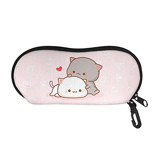 Binienty Weiches Brillenetui mit Reißverschluss, Brillenetui mit Gürtelclip, tragbar, Katzendesign, One size von Binienty
