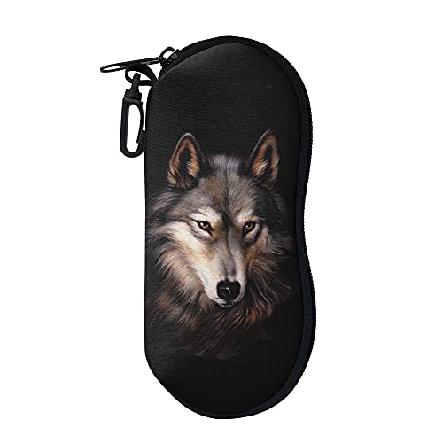 Binienty Weiches Brillenetui mit Reißverschluss, Brillenetui mit Gürtelclip, tragbar, Tribal Wolf, One size von Binienty