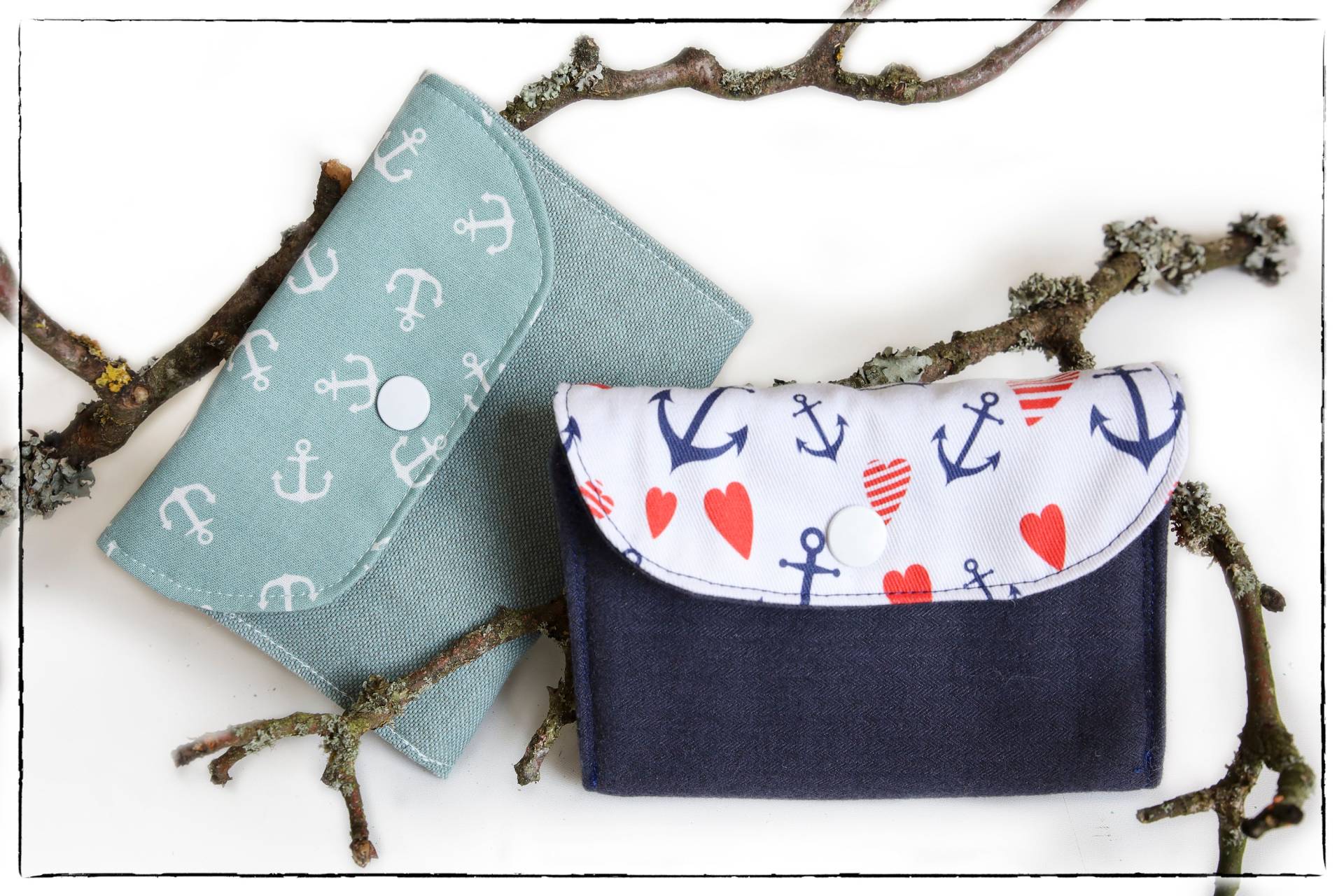 Portemonnaie, Geldbörse "Anker/Herz-Blau/Rot" Oder "Anker-Mint" von BinilaKreativ