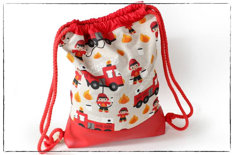 Turnbeutel Rucksack "Feuerwehrmann" von BinilaKreativ