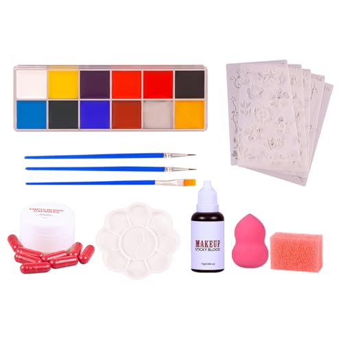 Biniveil Halloween Körperfarbe, Halloween Gesichtsbemalung Set für Kinder, Abwaschbare Kostüm Schminke Partyzubehör Für Fest Geburtstag Feiertag Kinder Vampir Kostüm von Biniveil