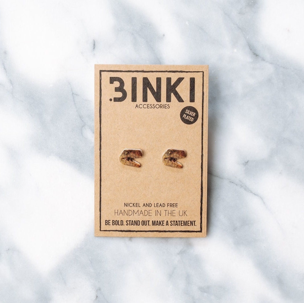 Böser Dinosaurier | T-Rex Kopf/Gesicht Jurassic Animal Fossil Ohrstecker - 1 Paar von BinkiAccessoriesUK