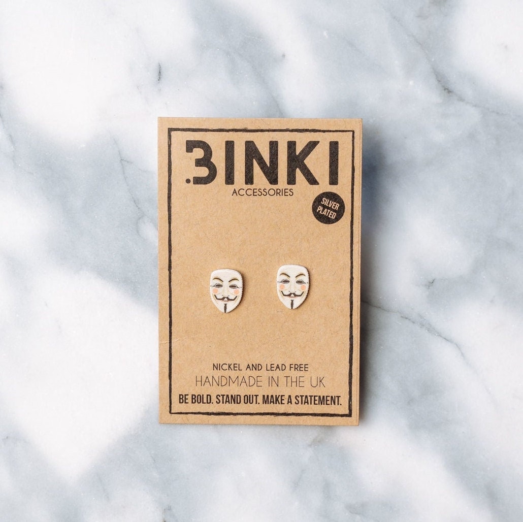 Guy Fawkes Kopf/Gesicht Symbol Bonfire Night 5. November V Wie Vendetta Mask Ohrstecker - 1 Paar von BinkiAccessoriesUK