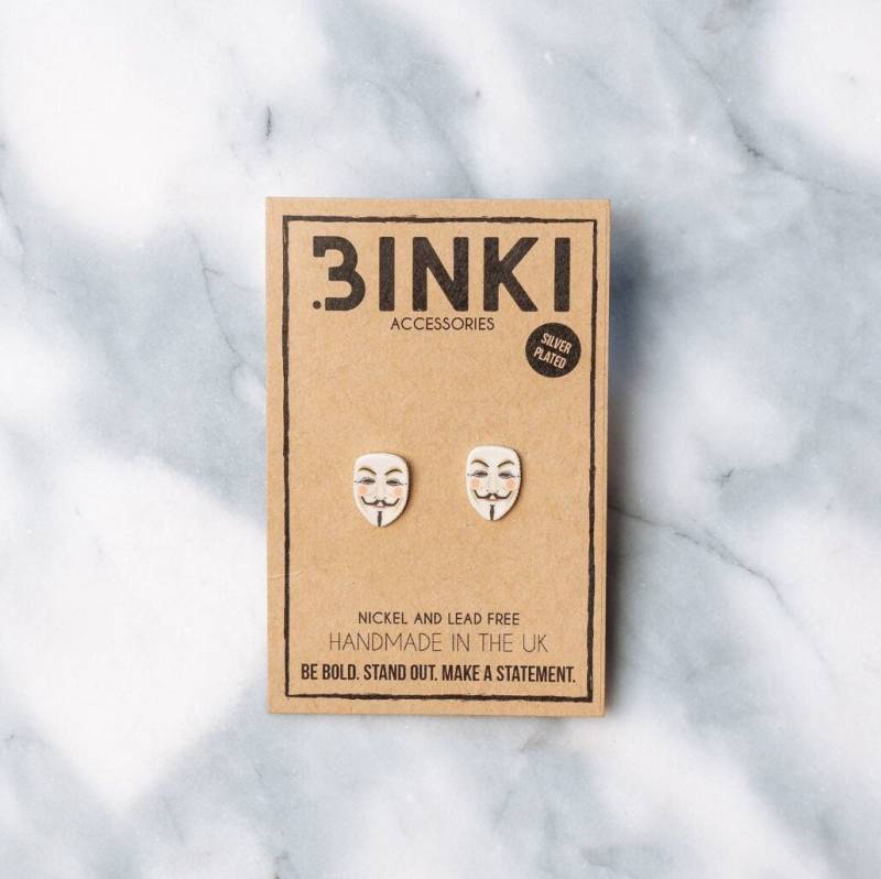 Guy Fawkes Kopf/Gesicht Symbol Bonfire Night 5. November V Wie Vendetta Mask Ohrstecker - 1 Paar Guy Fawkes Kopf/Gesicht Symbol Bonfire Night 5. November V Wie Vendetta Mask Ohrstecker - 1 Paar von BinkiAccessoriesUK