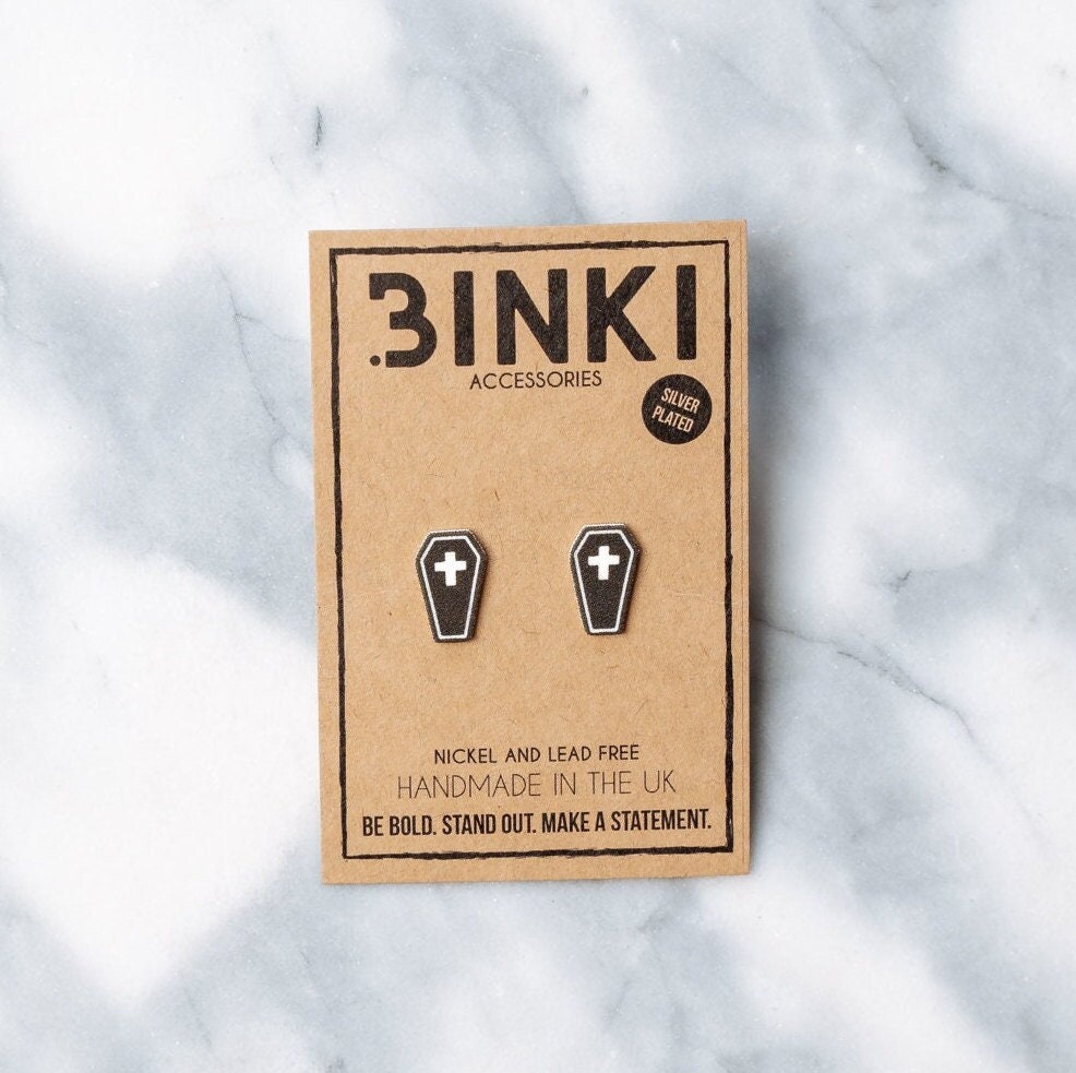 Halloween Rip Schwarz Gothic Vampir Sarg Ohrstecker - 1 Paar von BinkiAccessoriesUK