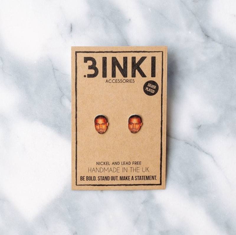 Kanye West/Kim Kardashians Ehemann Sänger Rapper Songwriter Promi Promi-Gesicht Kopf-Ohrstecker - 1 Paar Kanye West/Kim Kardashians Ehemann Sänger Rapper Songwriter Promi Promi-Gesicht Kopf-Ohrstecker - 1 Paar von BinkiAccessoriesUK