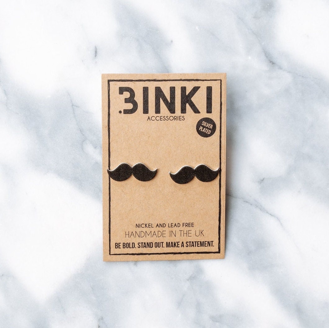 Movember Schwarze Gesichts Schnurrbart Ohrstecker - 1 Paar von BinkiAccessoriesUK