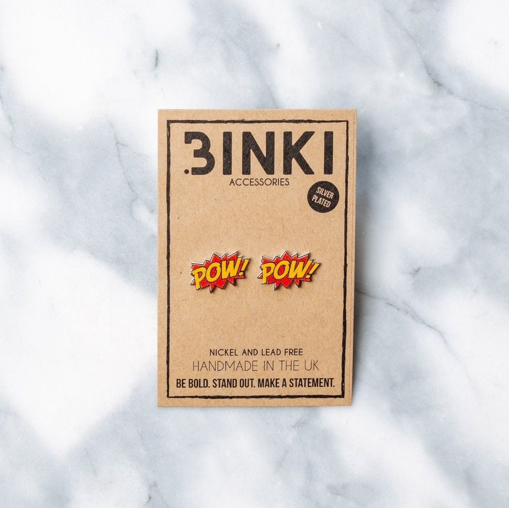 Pow Comic Book Superhero Style Cartoon Ohrstecker - 1 Paar von BinkiAccessoriesUK
