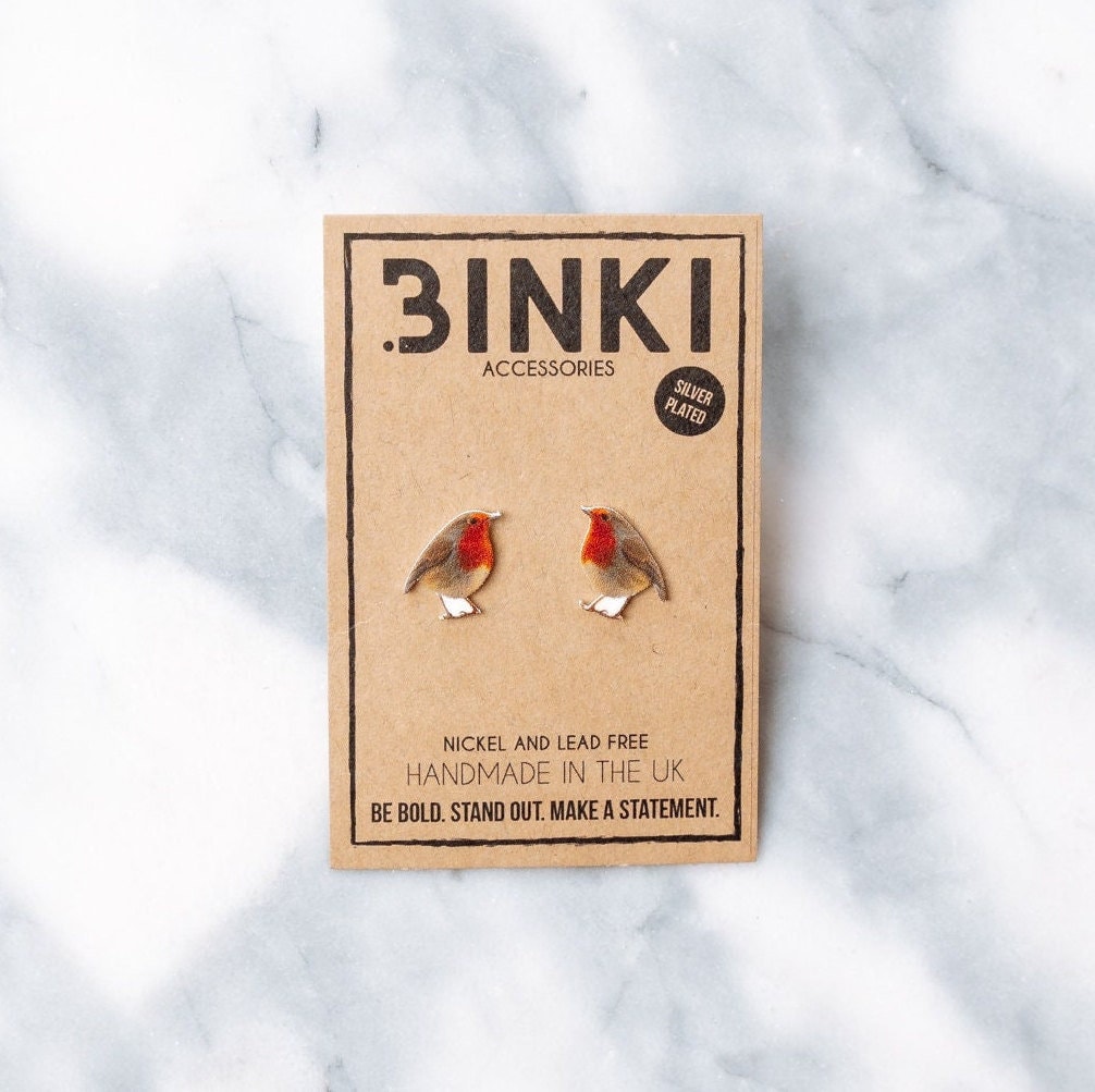 Rotkehlchen Vogel/Natur Wildtier Ohrstecker - 1 Paar von BinkiAccessoriesUK
