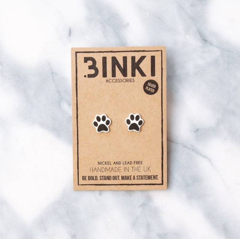 Schwarz Weisse Tier Pfotenabdruck/Symbol Ohrstecker - 1 Paar Schwarz Weisse Tier Pfotenabdruck/Symbol Ohrstecker - 1 Paar von BinkiAccessoriesUK
