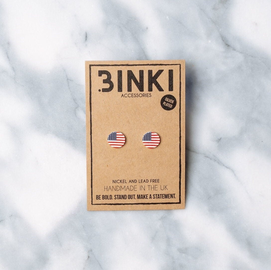 Usa/American Red White & Blue Stars Und Stripes Flagge Symbol Ohrstecker - 1 Paar von BinkiAccessoriesUK