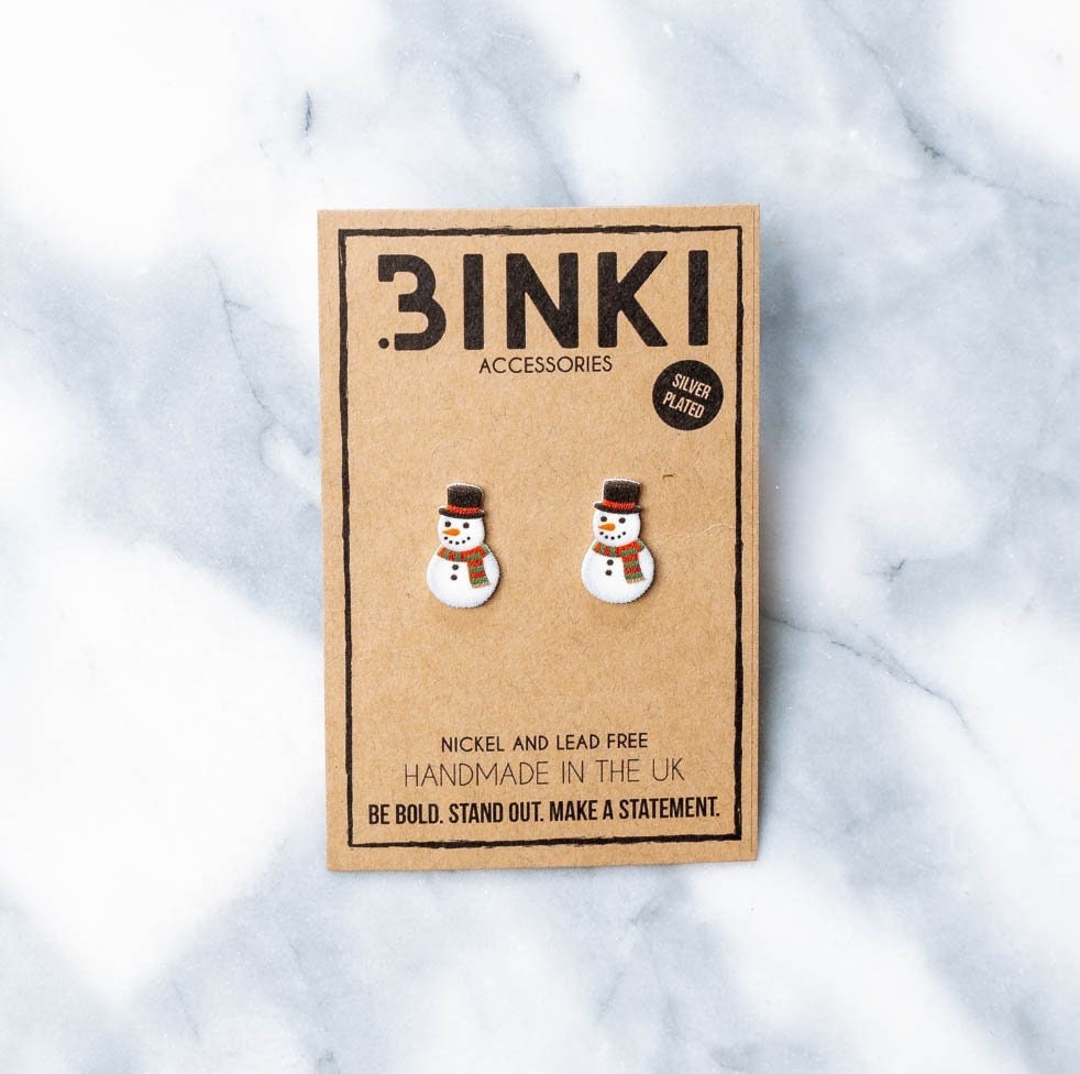 Weihnachtsschneemann Mit Hut Und Schal Ohrstecker - 1 Paar von BinkiAccessoriesUK